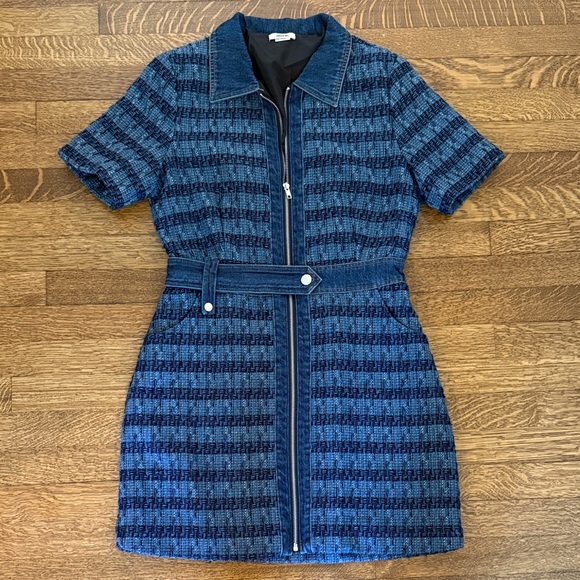 Jason Wu Dresses & Skirts - Jason Wu denim & tweed Striped Zip-Front Short Sleeve Dress
